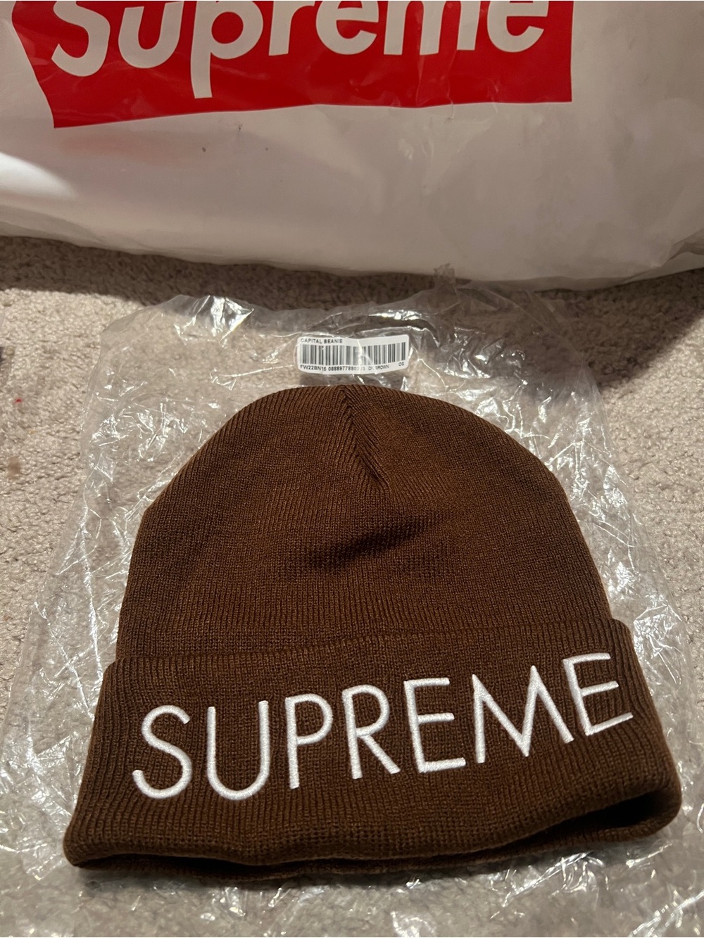 Supreme Capitol Brown Embroidered Beanie NWT